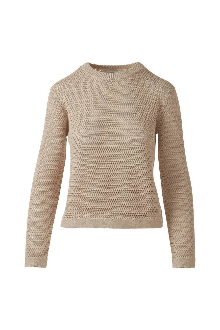 NEW KINROSS women's openwork crew sweater in straw